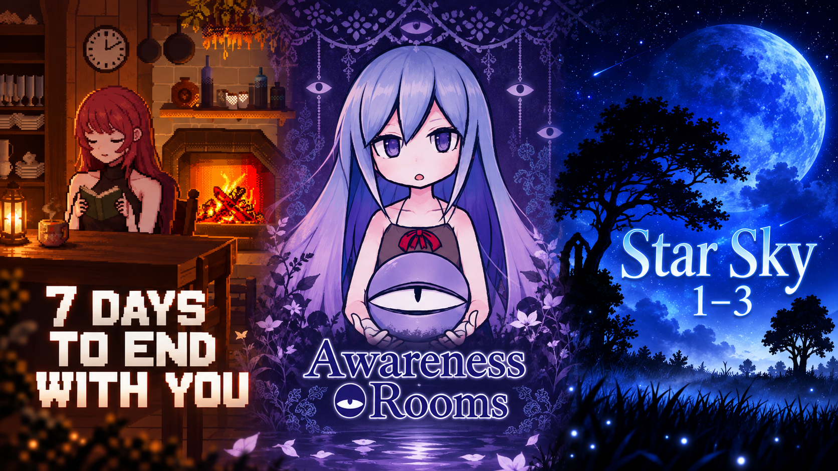 Мини-игры от Playism: 7 Days to End With You, Awareness Rooms, Star Sky 1–3
